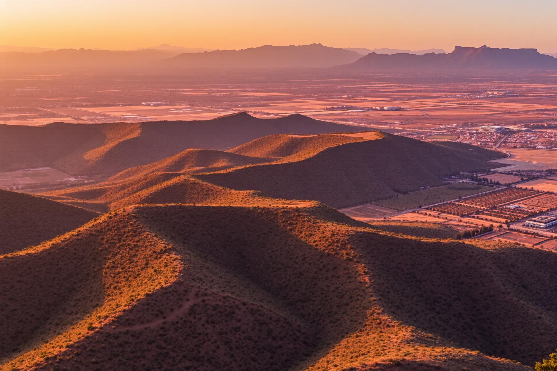 Western Cape farmland at golden hour